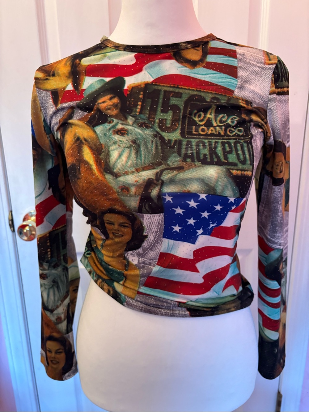 Limited Too Teal, Red, White Patterned Top
